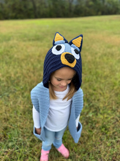 Blue/Red Heeler Hooded Scarf Crochet Pattern