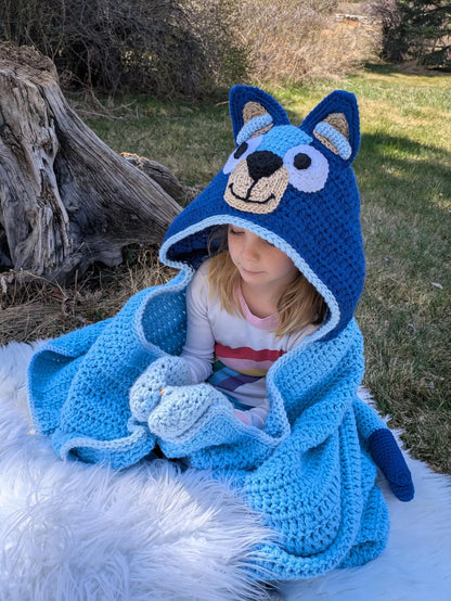Blue Heeler Hooded Blanket Crochet Pattern