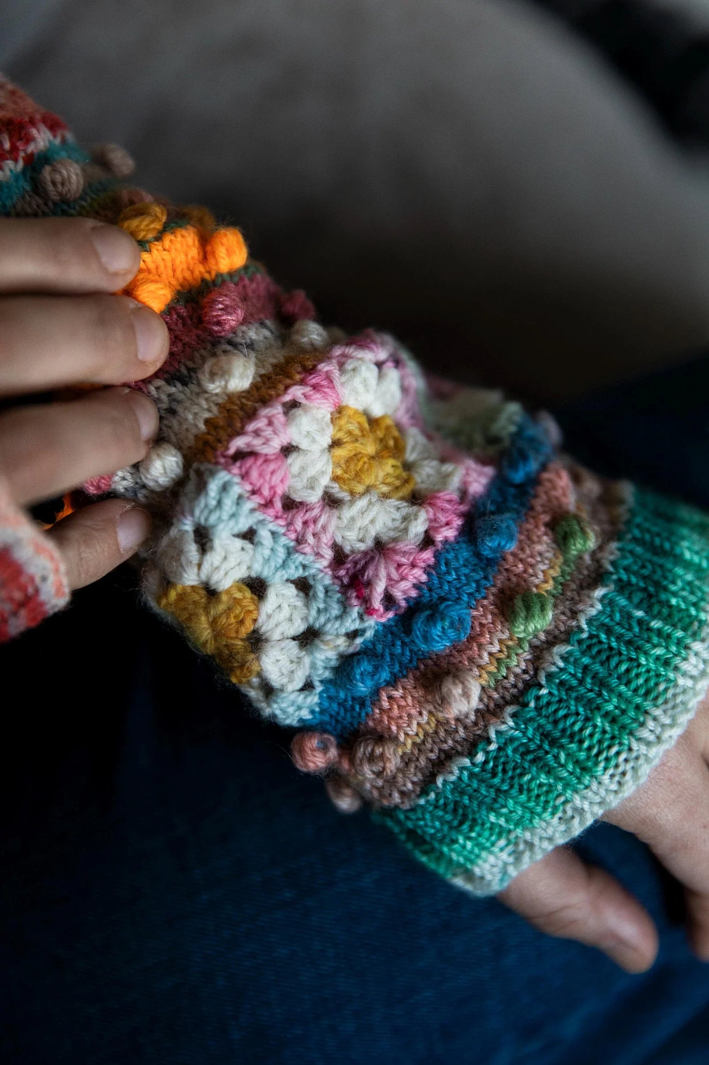 Bobble Pop Hand Warmers Knitting Pattern