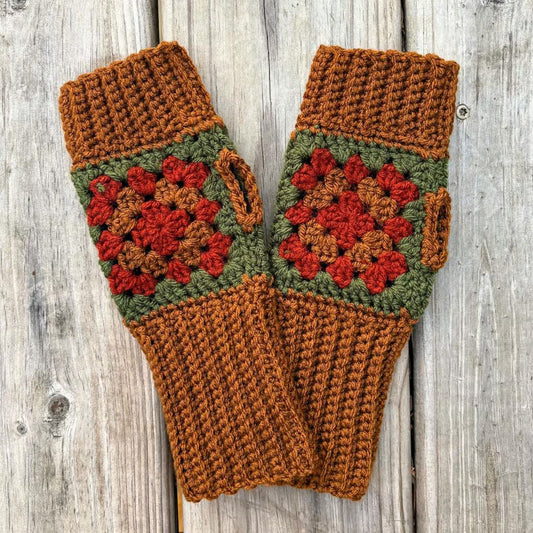 Cozy Granny Square Fingerless Gloves Crochet Pattern