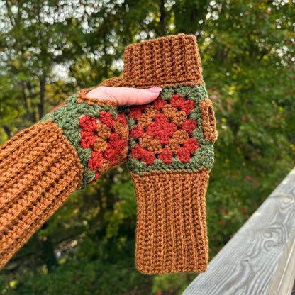 Cozy Granny Square Fingerless Gloves Crochet Pattern