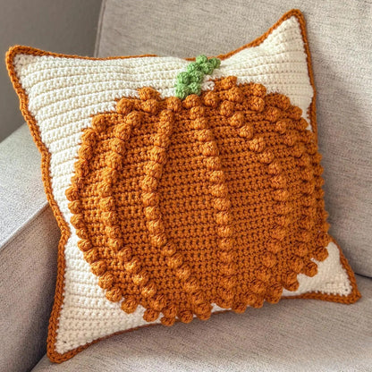 Bobble Stitch Pumpkin Pillow Crochet Pattern