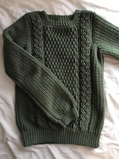 Oversized Cable Stitch Sweater Crochet Pattern