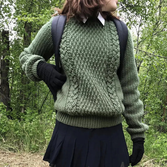Oversized Cable Stitch Sweater Crochet Pattern