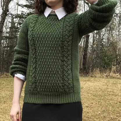 Oversized Cable Stitch Sweater Crochet Pattern