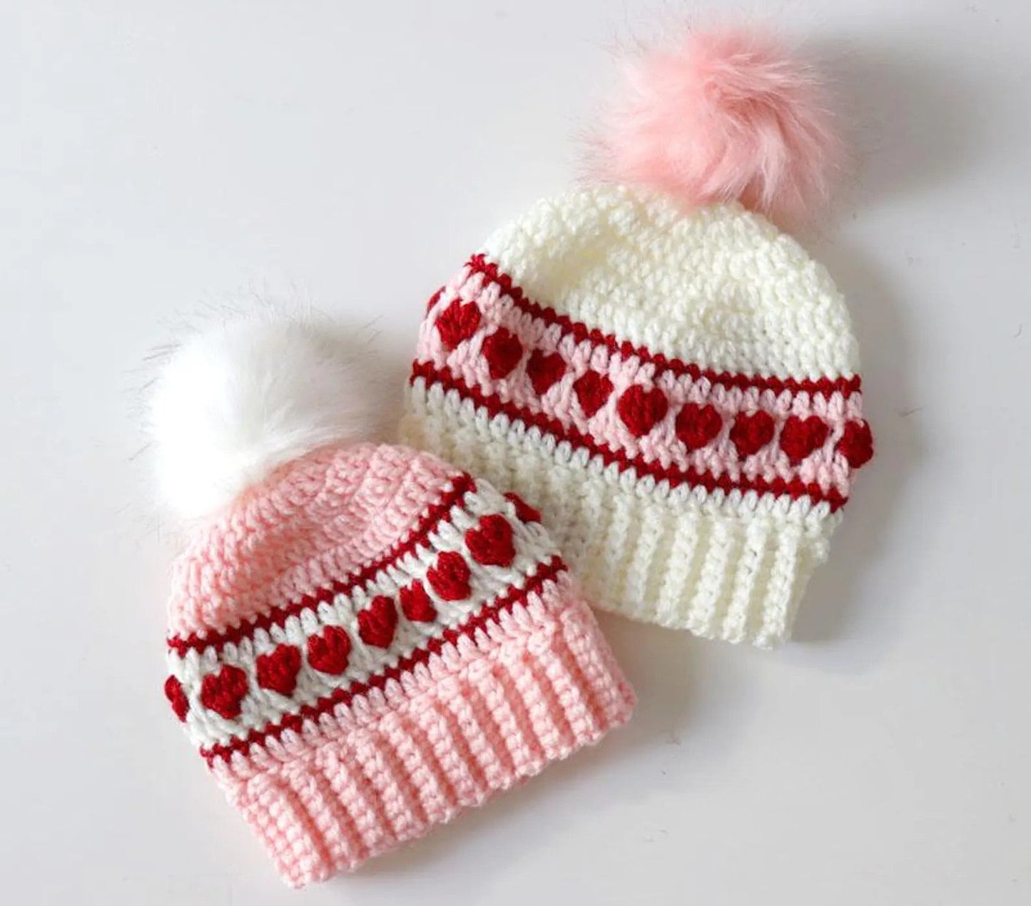 Hearts Striped Hat Crochet Pattern