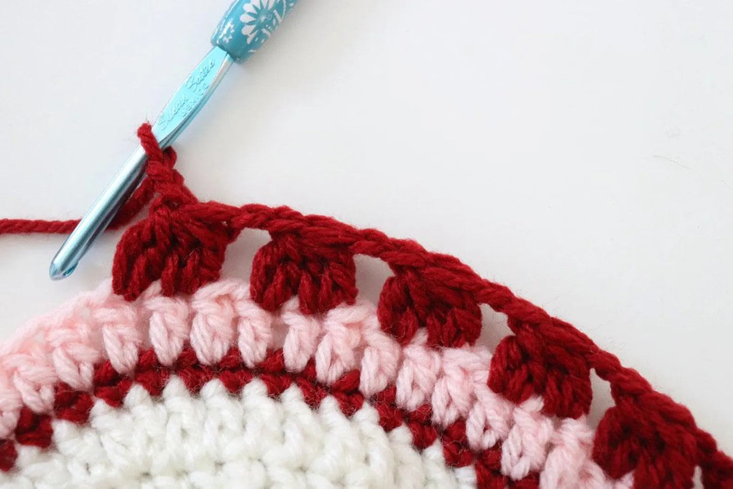 Hearts Striped Hat Crochet Pattern