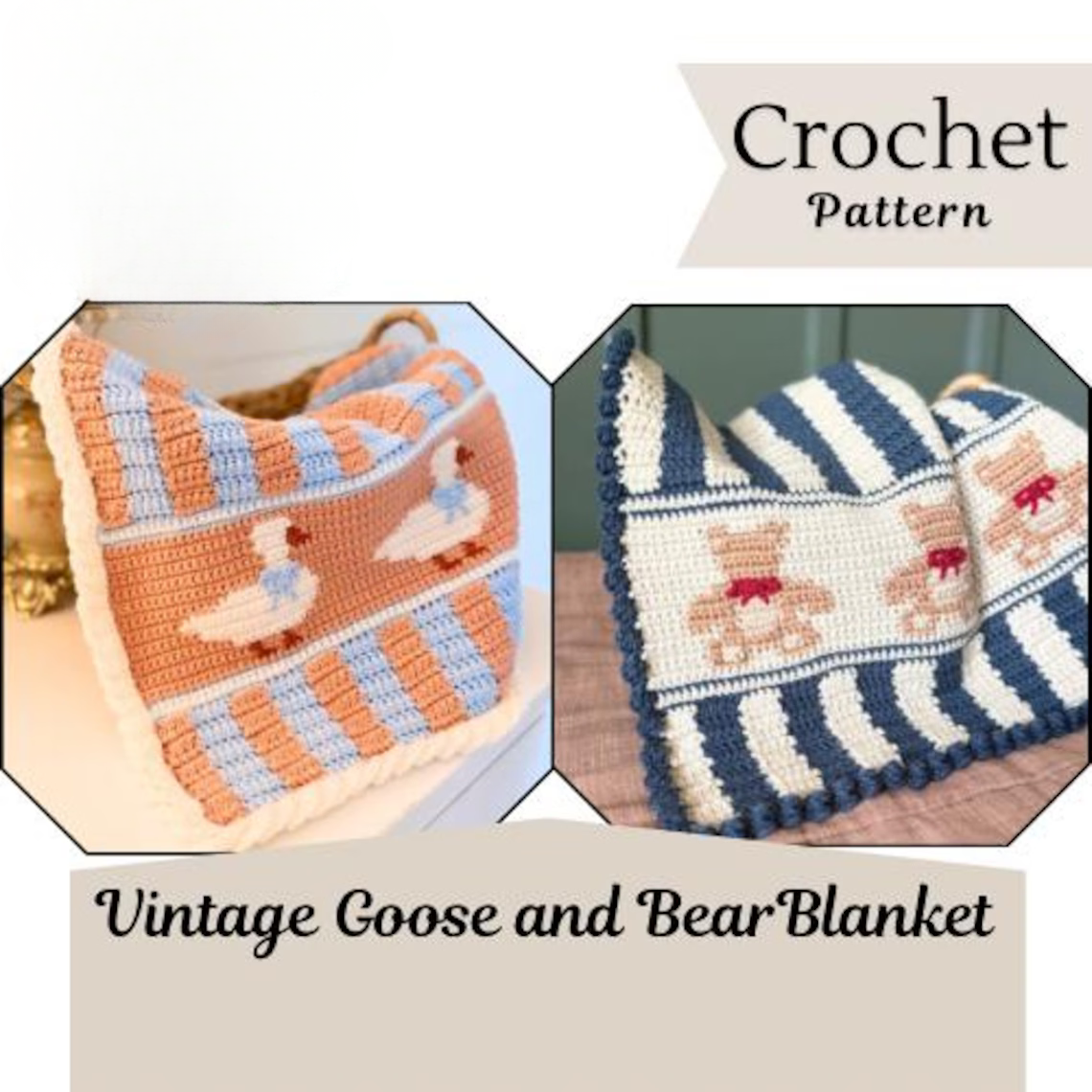 Vintage Goose and Bear Blanket Crochet Pattern