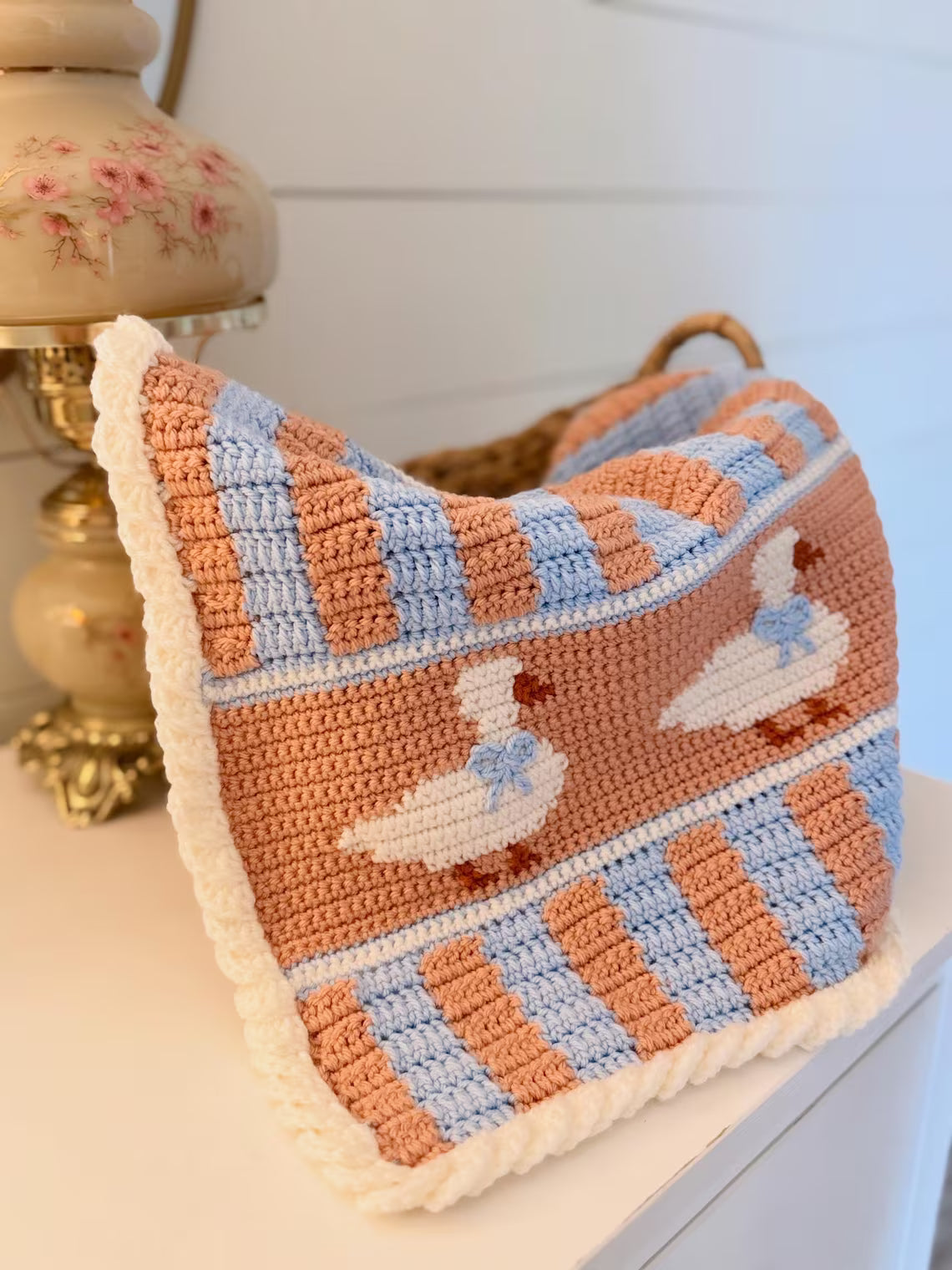 Vintage Goose and Bear Blanket Crochet Pattern