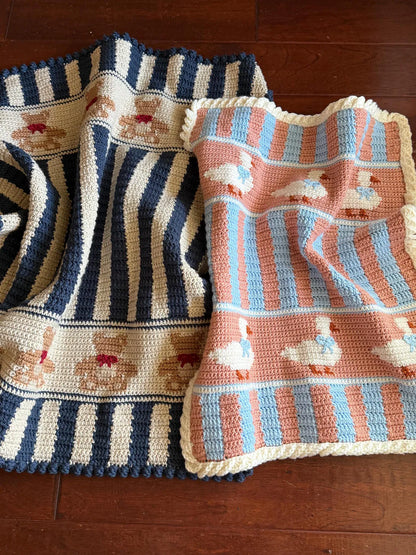 Vintage Goose and Bear Blanket Crochet Pattern