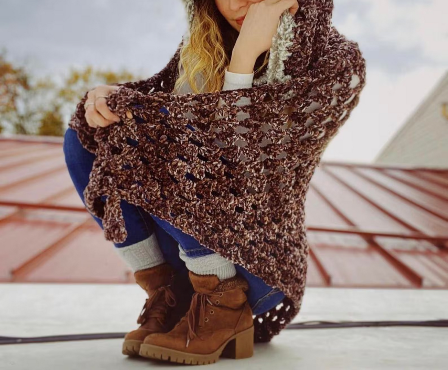 Easy Hooded Shawl Crochet Pattern