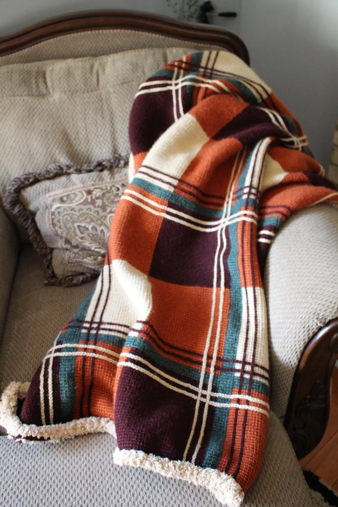 Fall Flannel Tunisian Blanket Crochet Pattern
