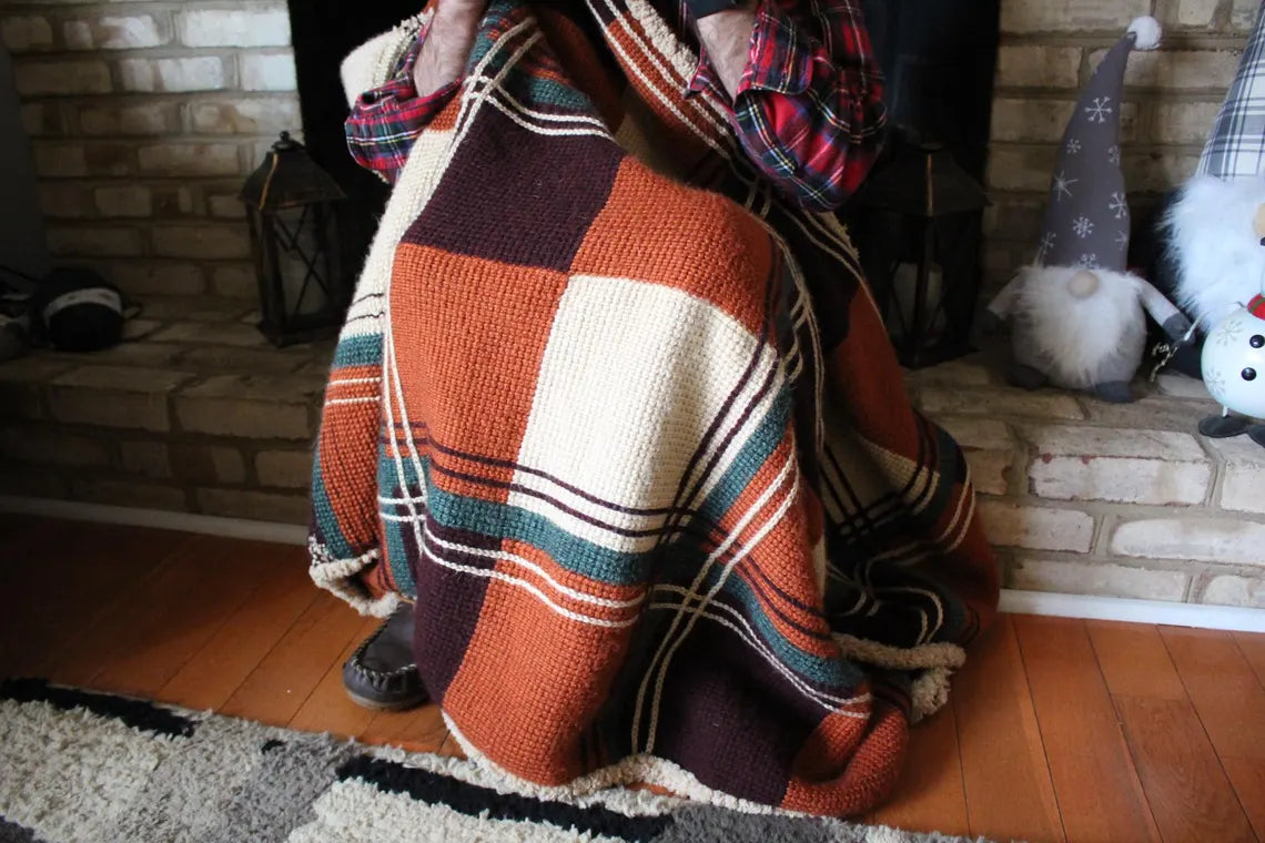 Fall Flannel Tunisian Blanket Crochet Pattern