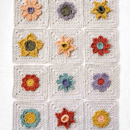 Flower Motifs Squares Blanket Crochet Pattern