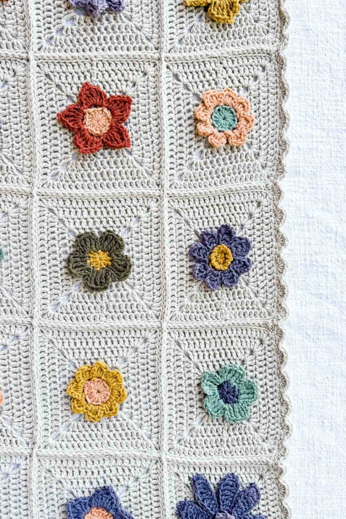 Flower Motifs Squares Blanket Crochet Pattern