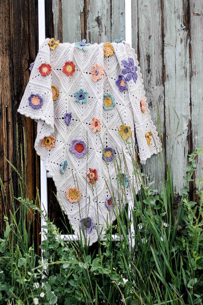 Flower Motifs Squares Blanket Crochet Pattern