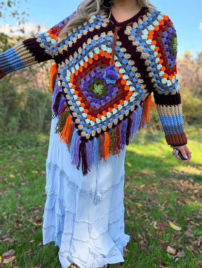 Granny Square Poncho Crochet Pattern