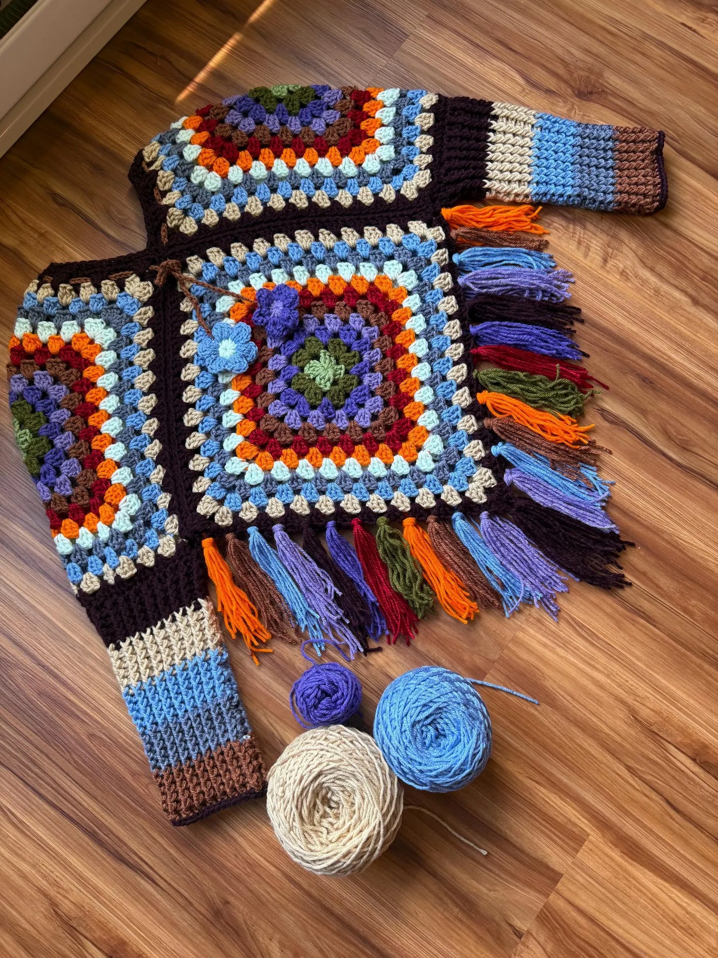 Granny Square Poncho Crochet Pattern
