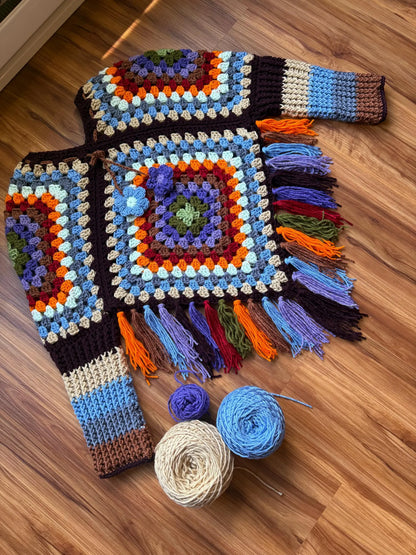 Granny Square Poncho Crochet Pattern