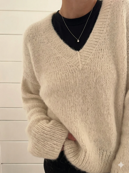 V Neck Top Down Home Sweater Knitting Pattern