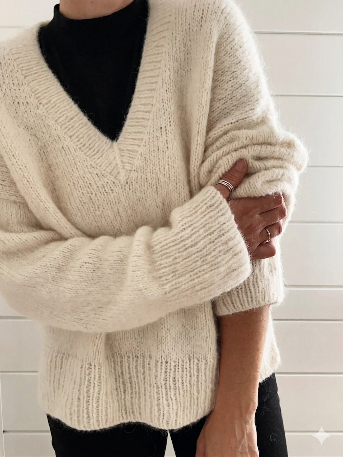 V Neck Top Down Home Sweater Knitting Pattern