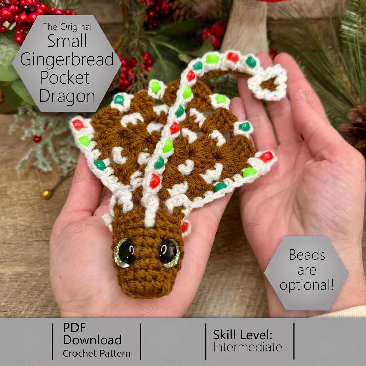 Small Gingerbread Dragon Crochet Pattern