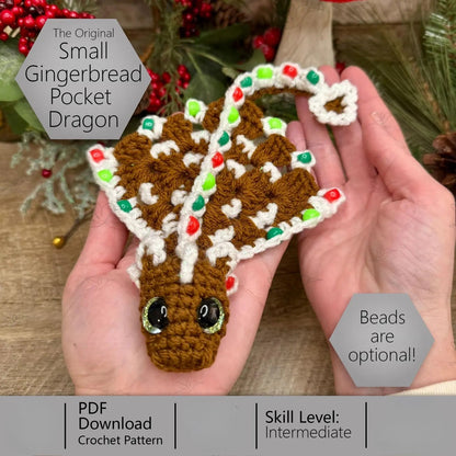 Small Gingerbread Dragon Crochet Pattern