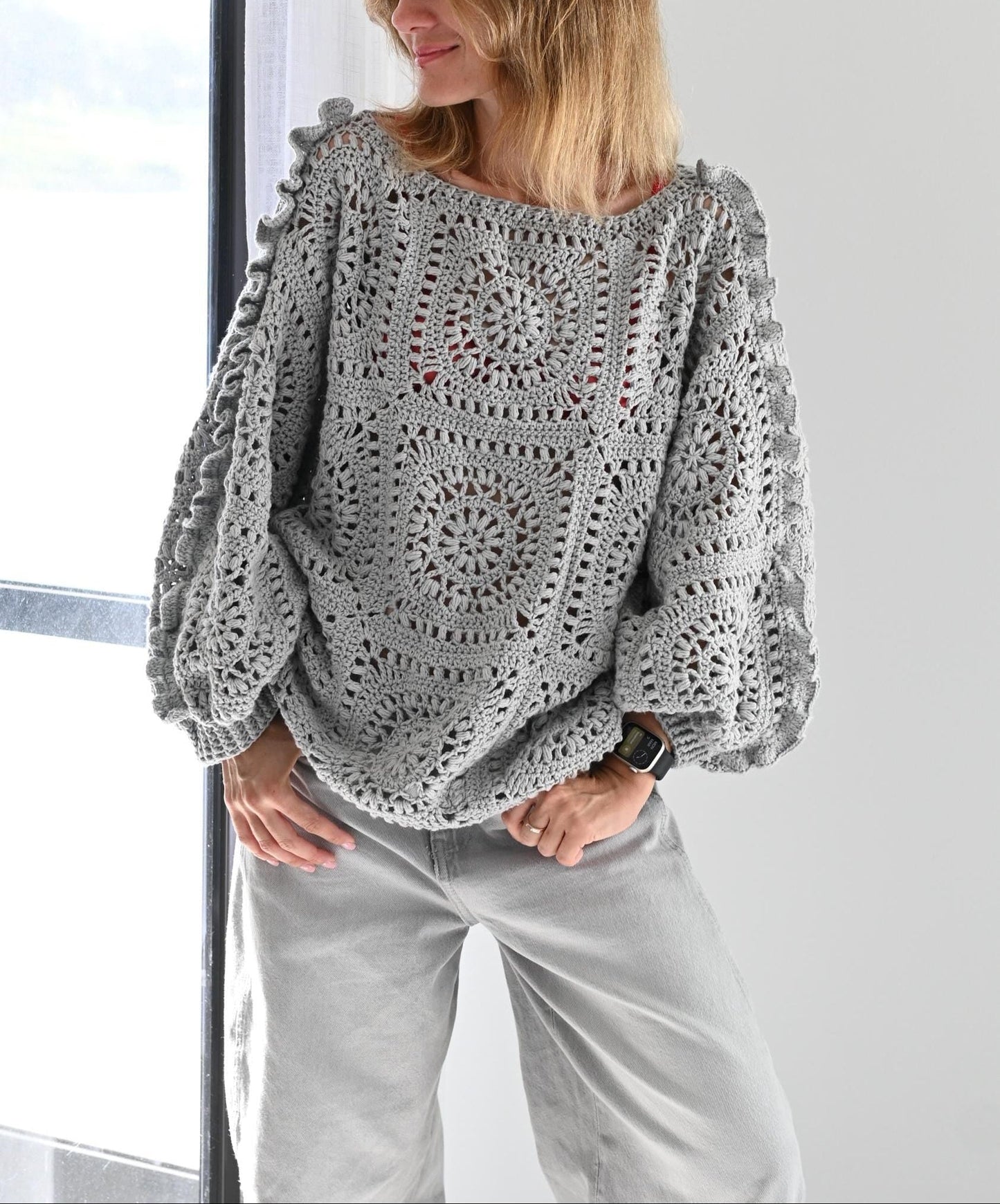 Granny Square Pullover Crochet Pattern