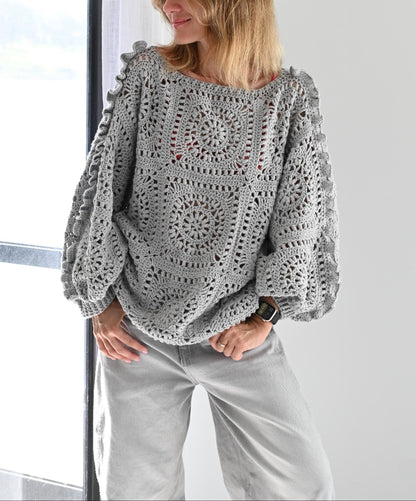 Granny Square Pullover Crochet Pattern