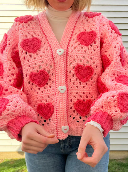 Heart Granny Square Cardigan Crochet Pattern