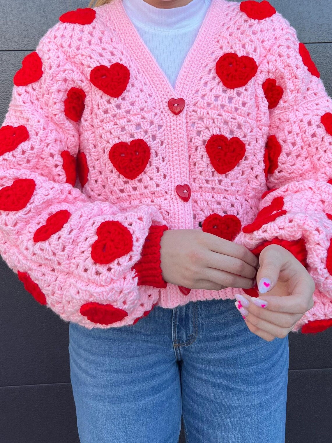 Heart Granny Square Cardigan Crochet Pattern