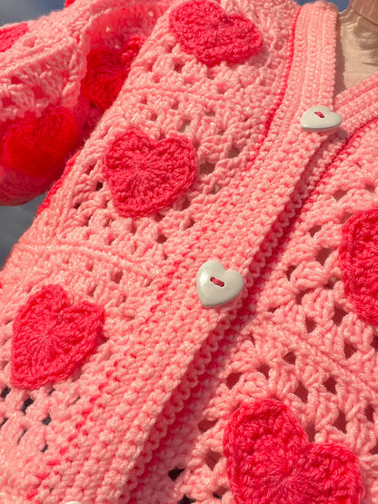 Heart Granny Square Cardigan Crochet Pattern