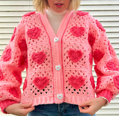 Heart Granny Square Cardigan Crochet Pattern