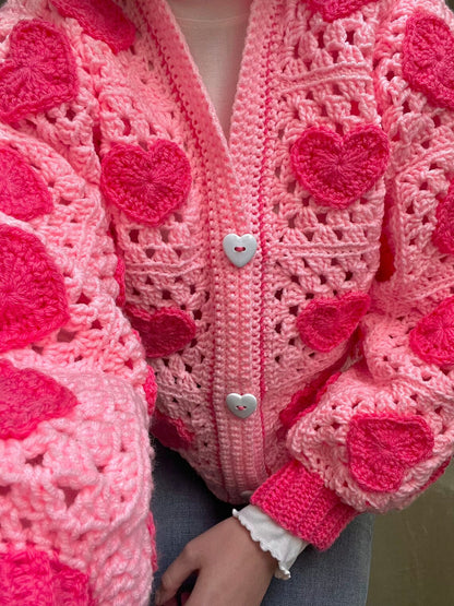 Heart Granny Square Cardigan Crochet Pattern
