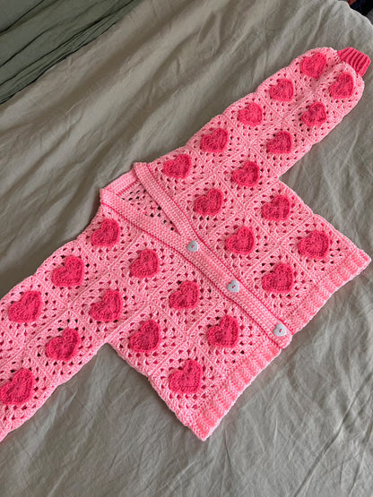 Heart Granny Square Cardigan Crochet Pattern