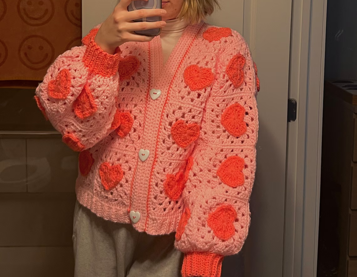 Heart Granny Square Cardigan Crochet Pattern