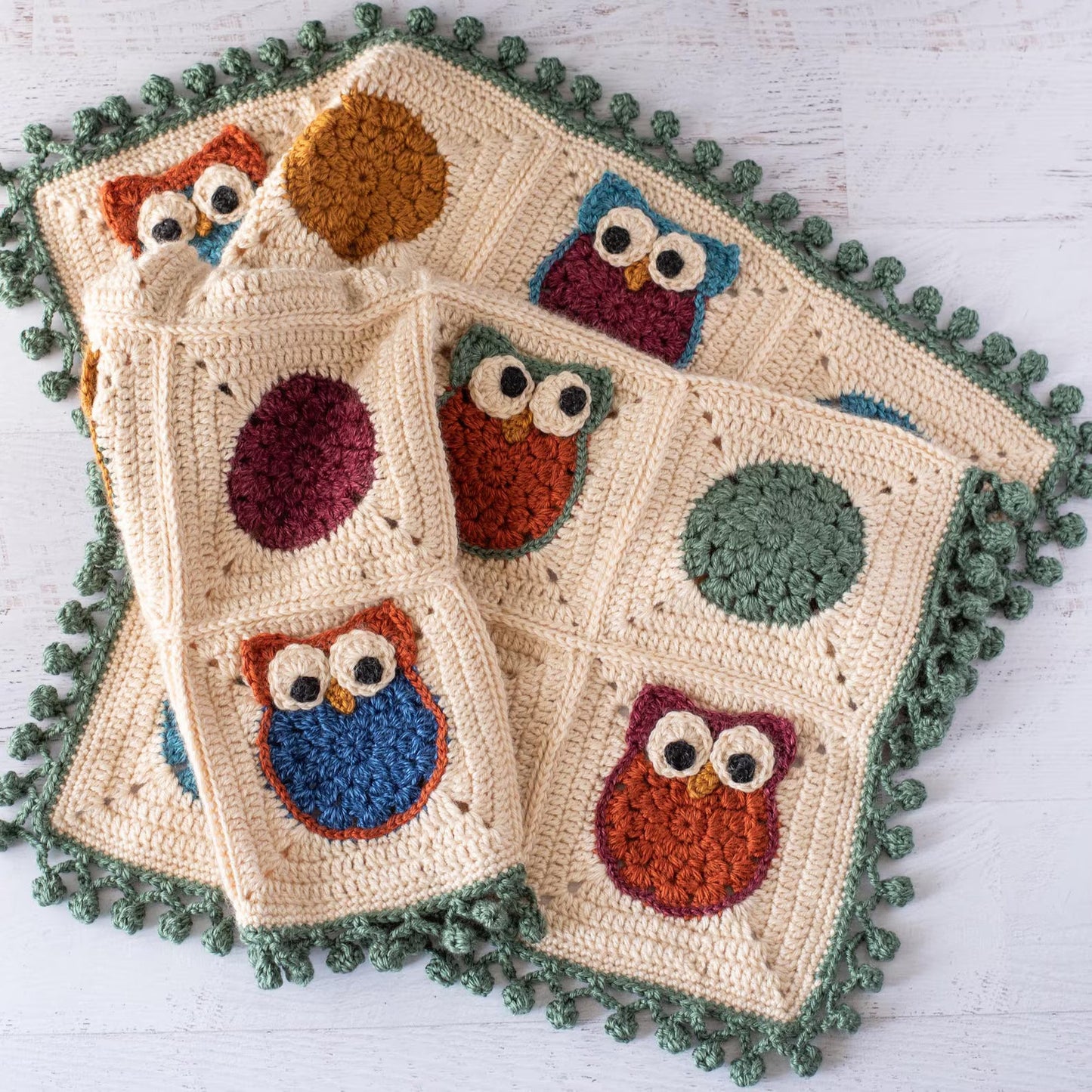 Little Hoot Owl Granny Square Blanket Crochet Pattern