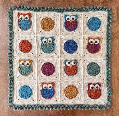 Little Hoot Owl Granny Square Blanket Crochet Pattern