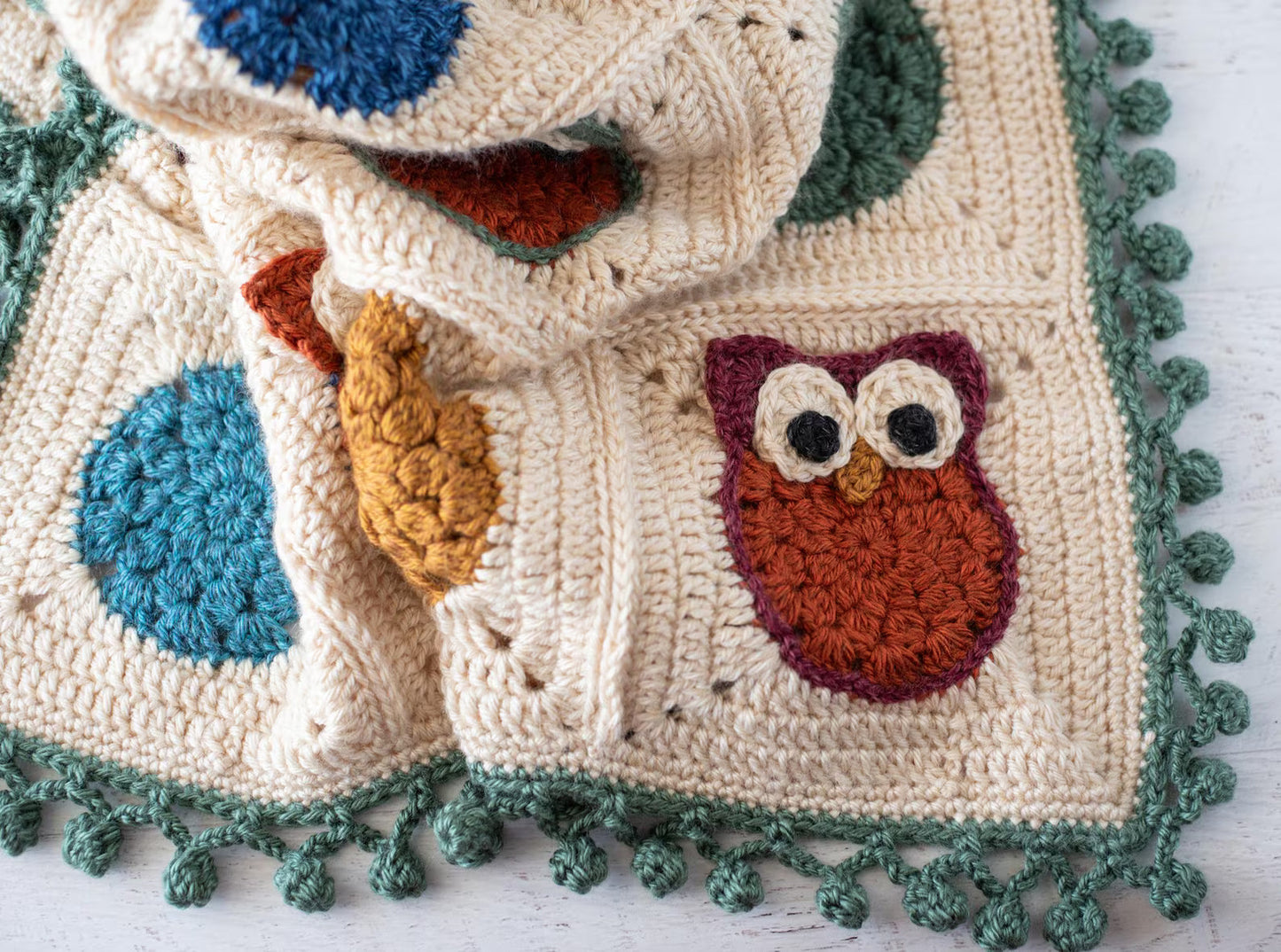 Little Hoot Owl Granny Square Blanket Crochet Pattern