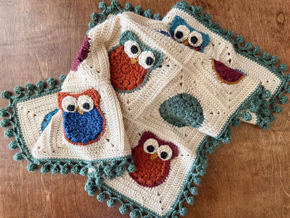 Little Hoot Owl Granny Square Blanket Crochet Pattern