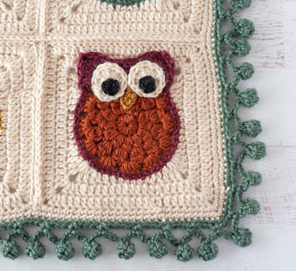 Little Hoot Owl Granny Square Blanket Crochet Pattern