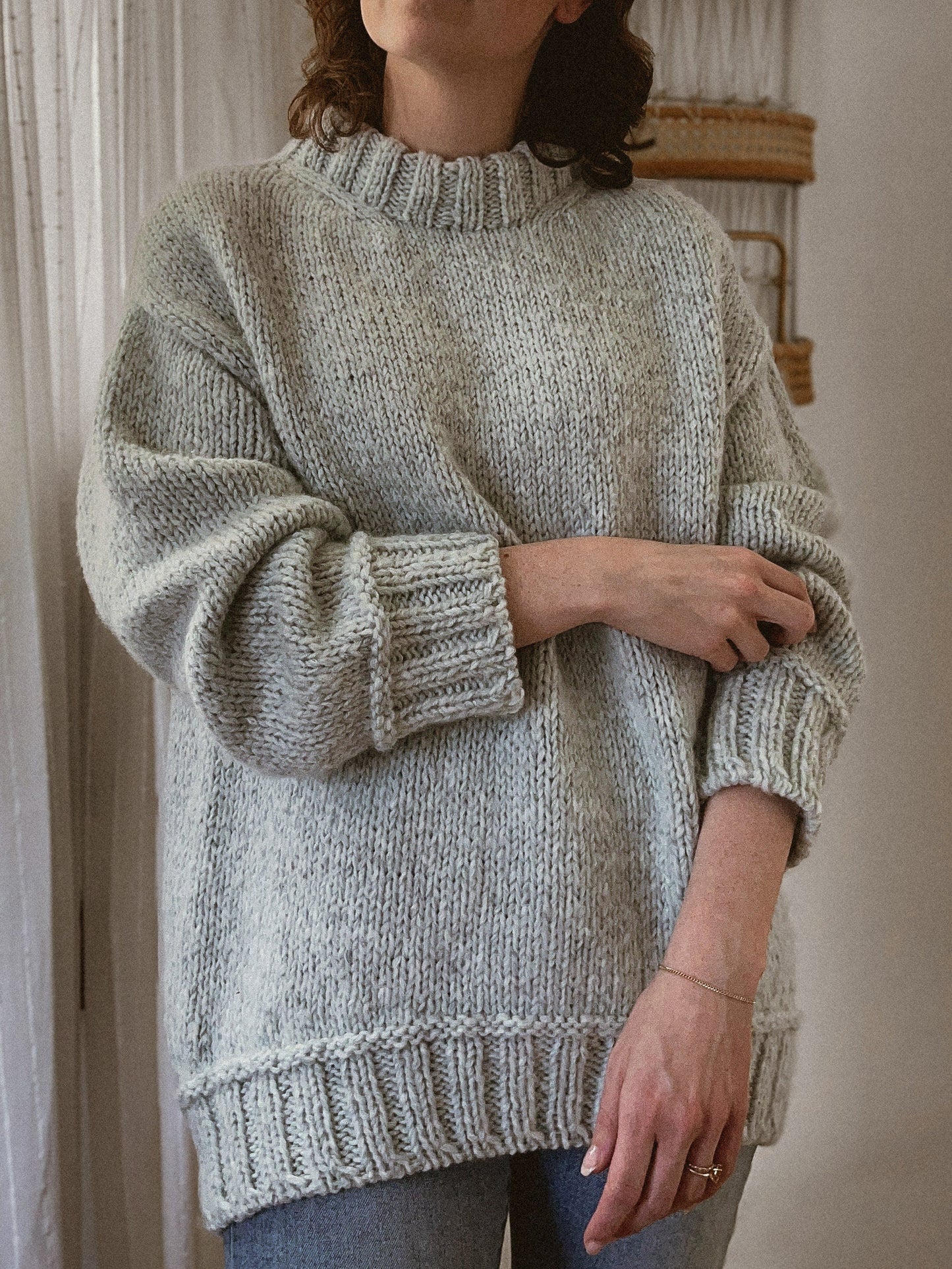 Oversized Crew Neck Pullover Knitting Pattern