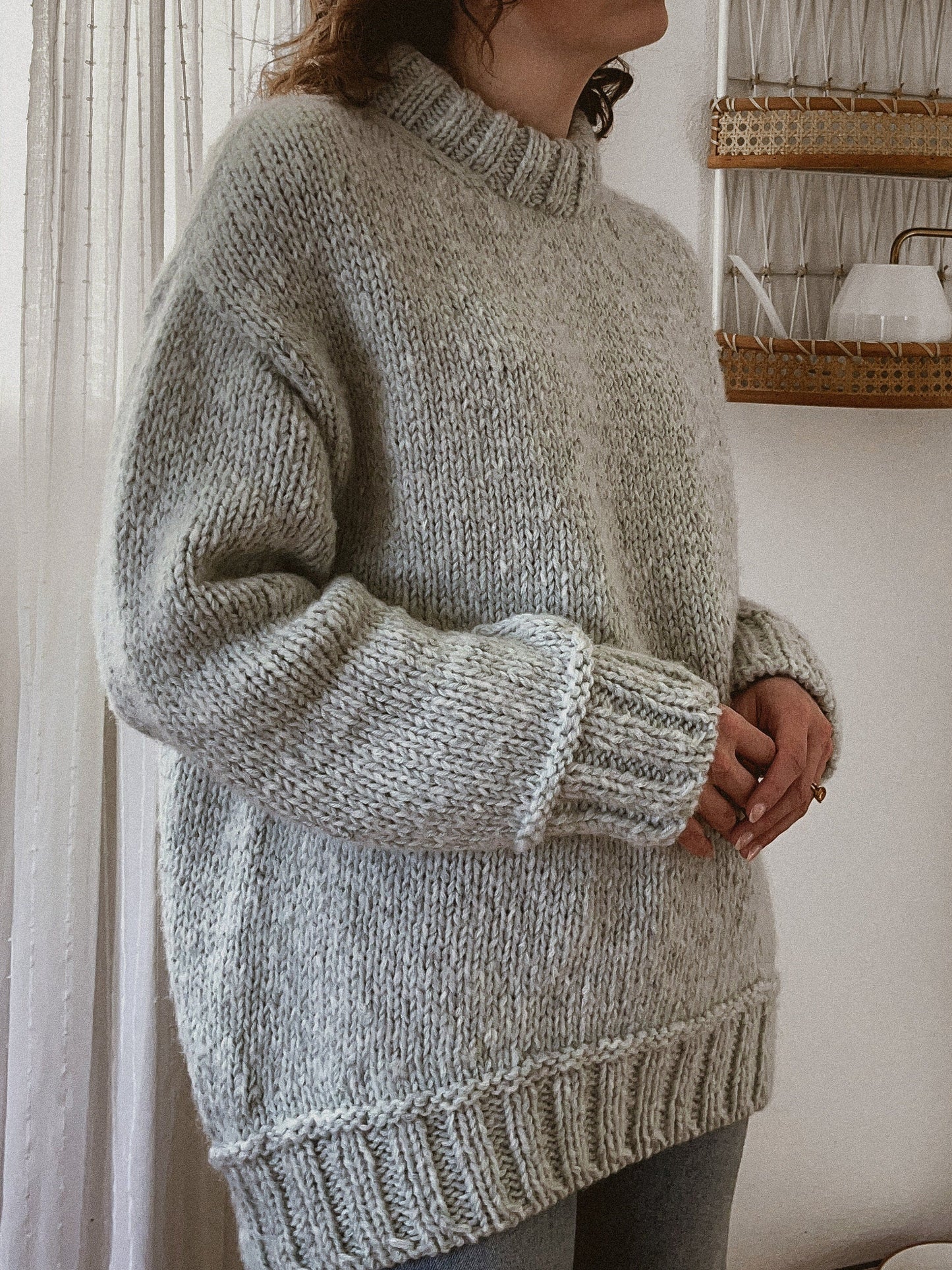 Oversized Crew Neck Pullover Knitting Pattern