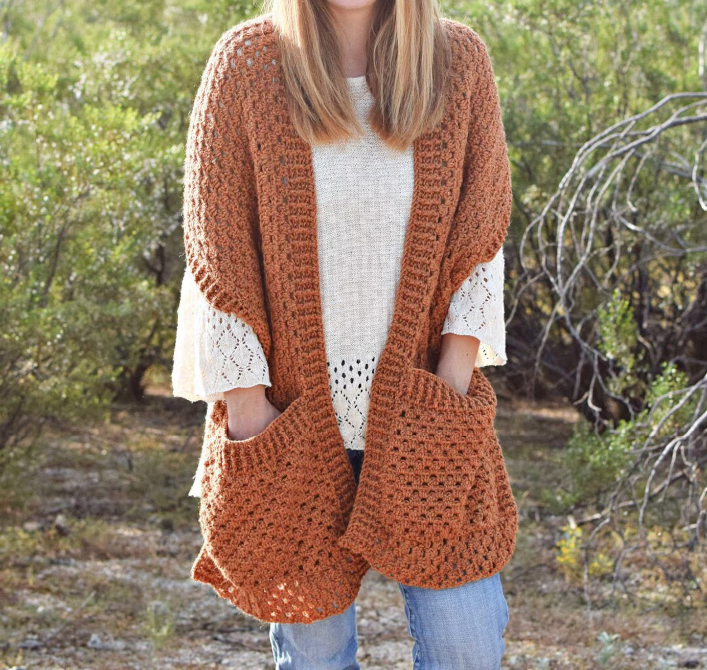 Persimmon Pocket Shawl Crochet Pattern