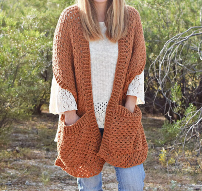 Persimmon Pocket Shawl Crochet Pattern