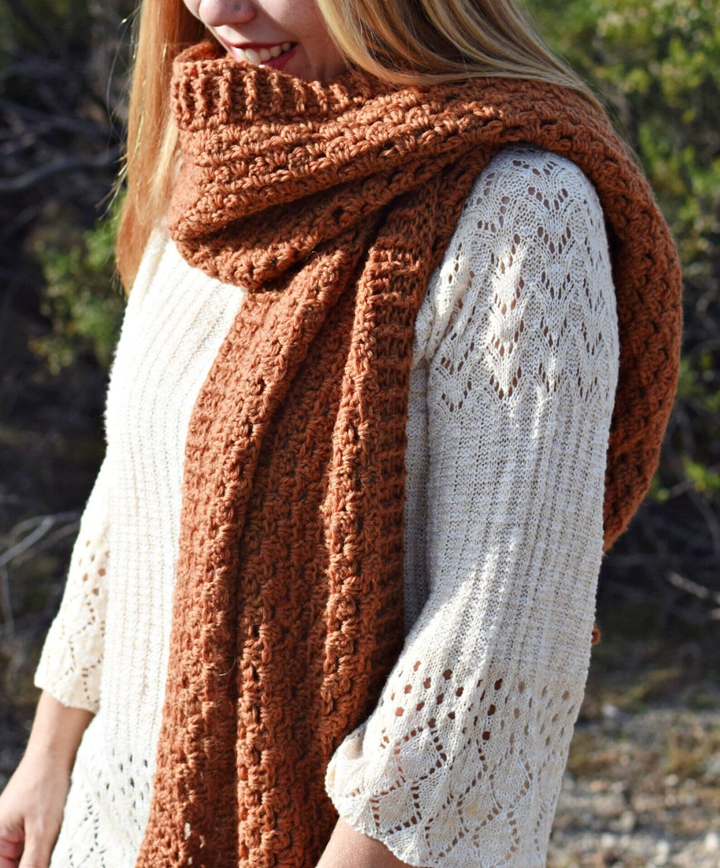 Persimmon Pocket Shawl Crochet Pattern