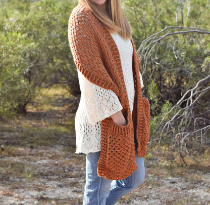 Persimmon Pocket Shawl Crochet Pattern