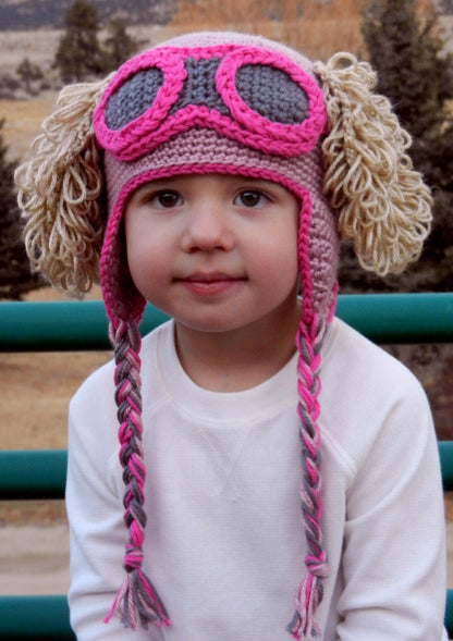 Pink Aviator Puppy Crochet Hat Pattern