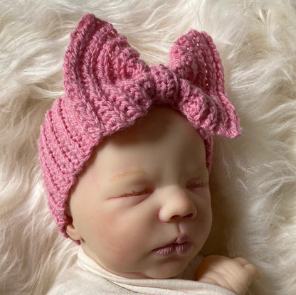 Rib Baby Bow Headwrap Crochet Pattern
