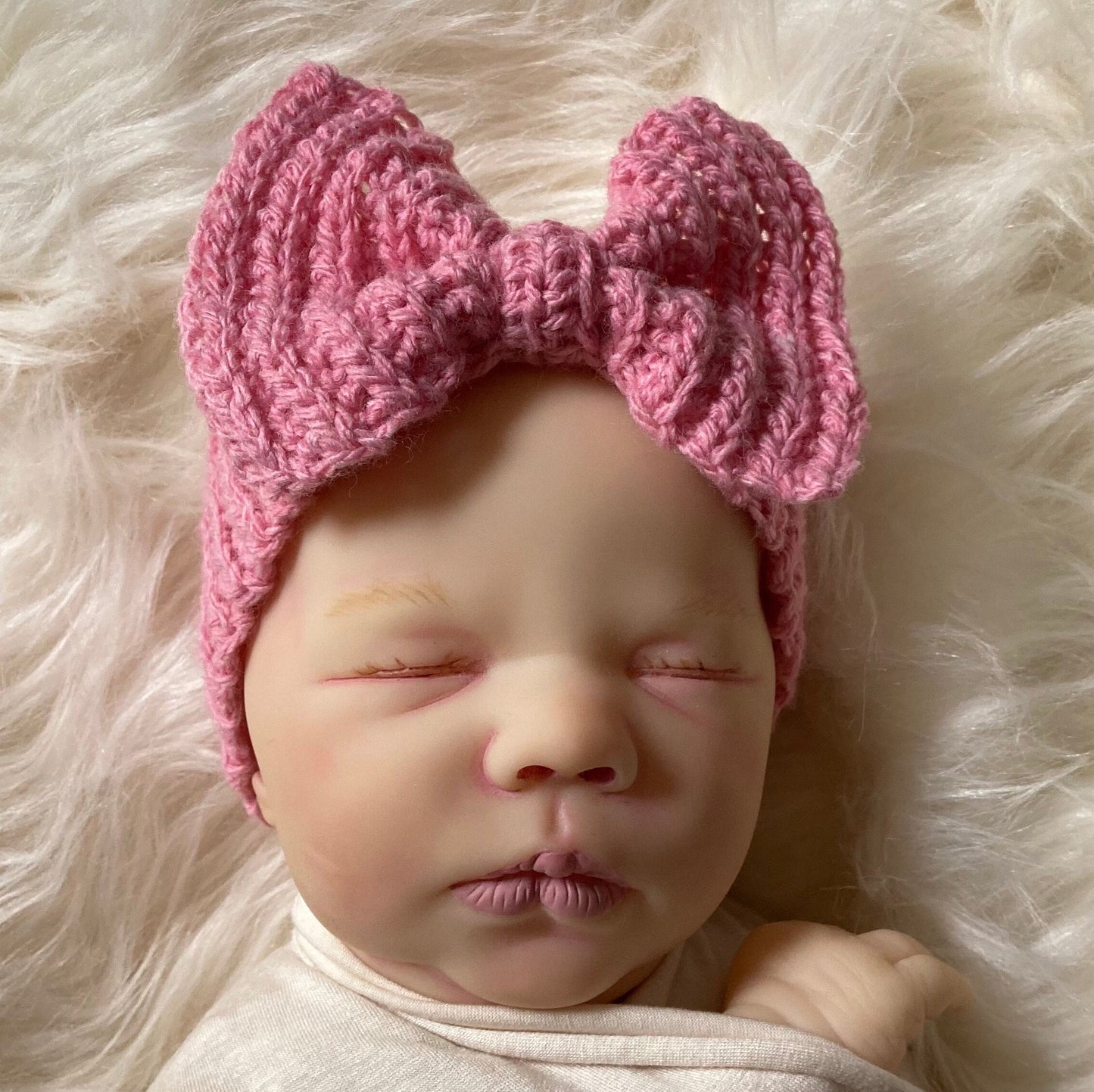 Rib Baby Bow Headwrap Crochet Pattern